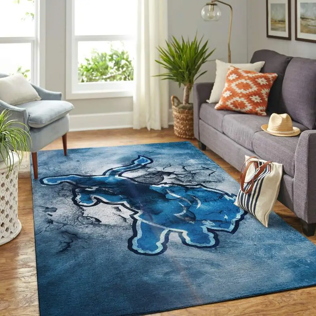 Abstract Area Rug for Modern Living Room Decor Blue and Gray