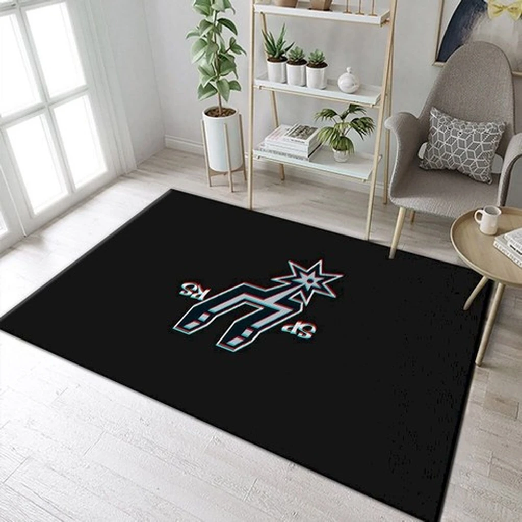 Abstract Area Rug Modern Design for Living Room Black and Orange