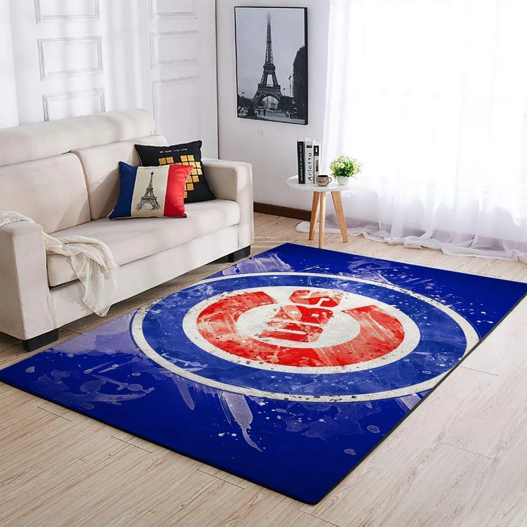 Abstract Circular Area Rug Modern Design for Living Room Blue and Red