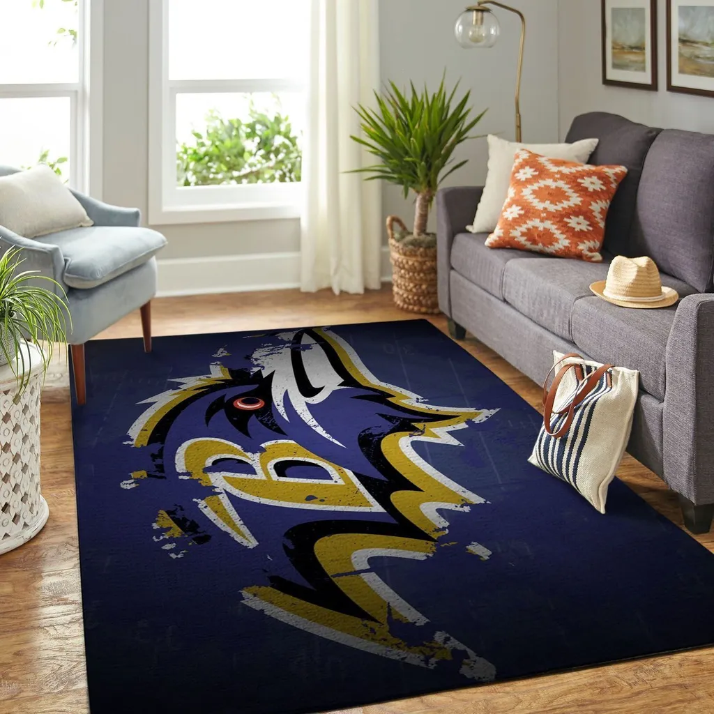 Abstract Rug Modern Design for Living Room Decor Blue and Yellow