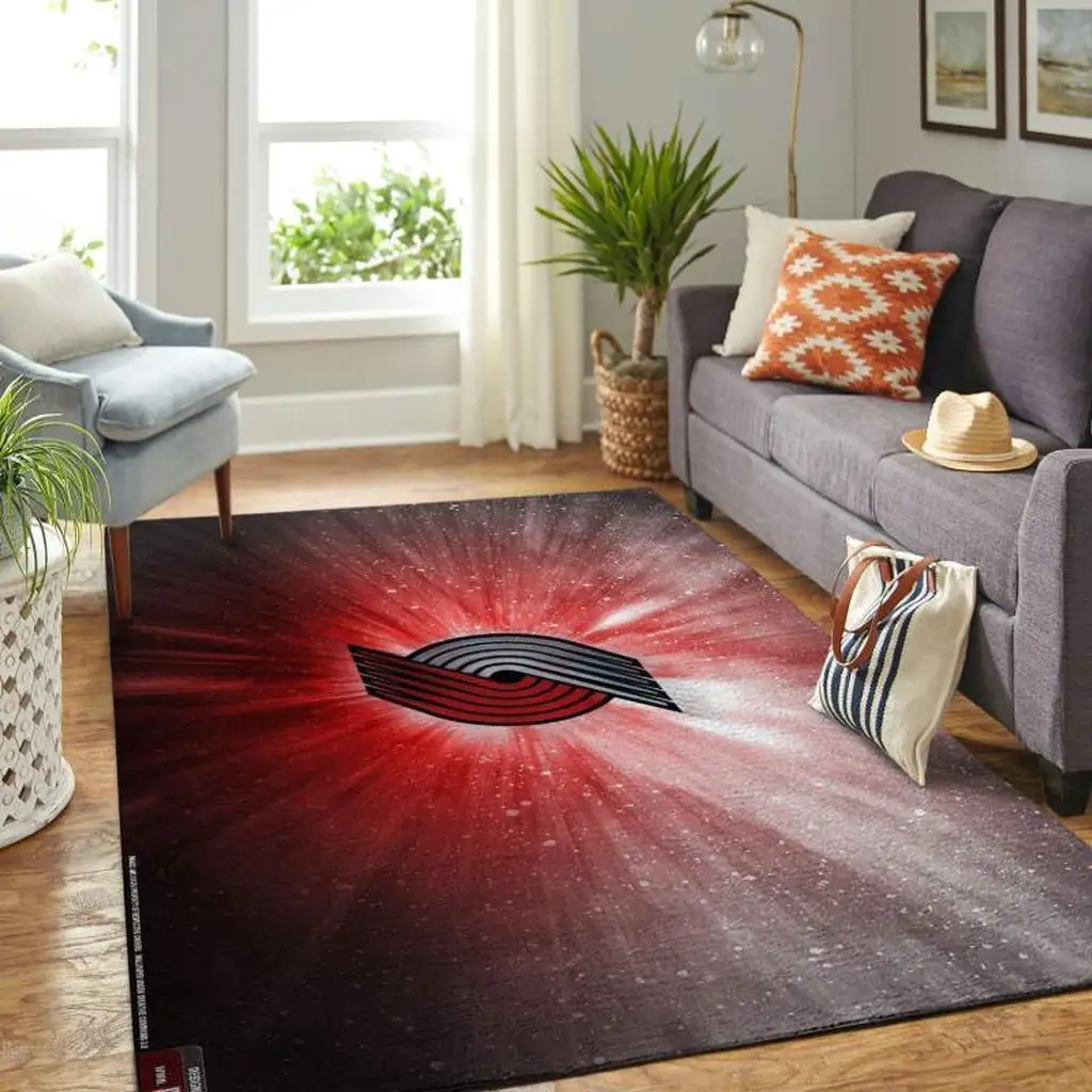 Abstract Rug Modern Living Room Floor Decor Carpet Black and Red