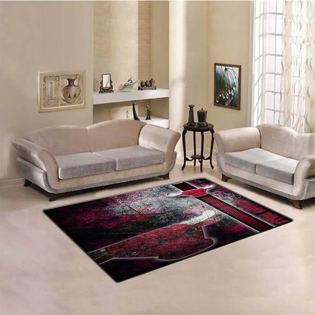 Abstract Rug Modern Stylish Living Room Carpet Decor Black and Red