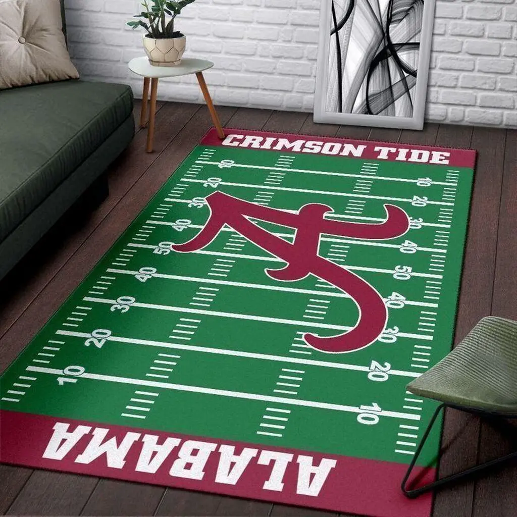 Alabama Crimson Tide Football Rug with Accents Red and Yellow