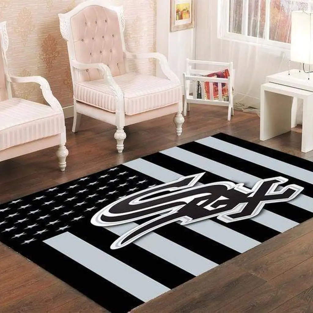 American Flag Area Rug Stylish Home Decor Carpet Black and White