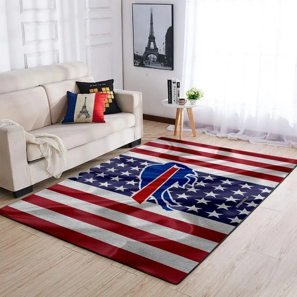 American Flag Decorative Rug for Living Room Decor Blue and Red