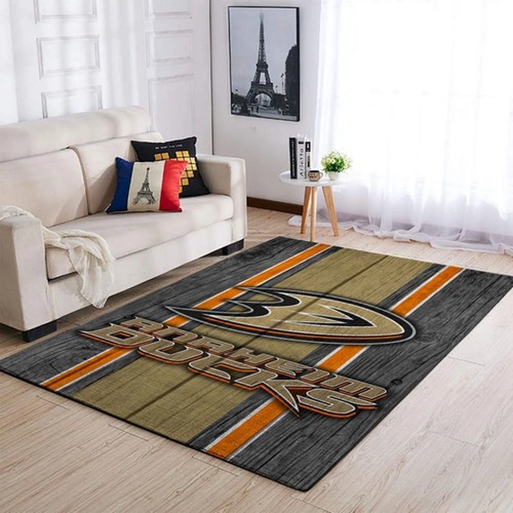 Anaheim Ducks Rug - Perfect for Living Room Decor Orange and Gray