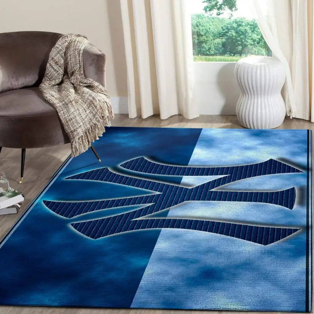 and Dark Modern Abstract Area Rug for Living Room Blue and Dark Blue