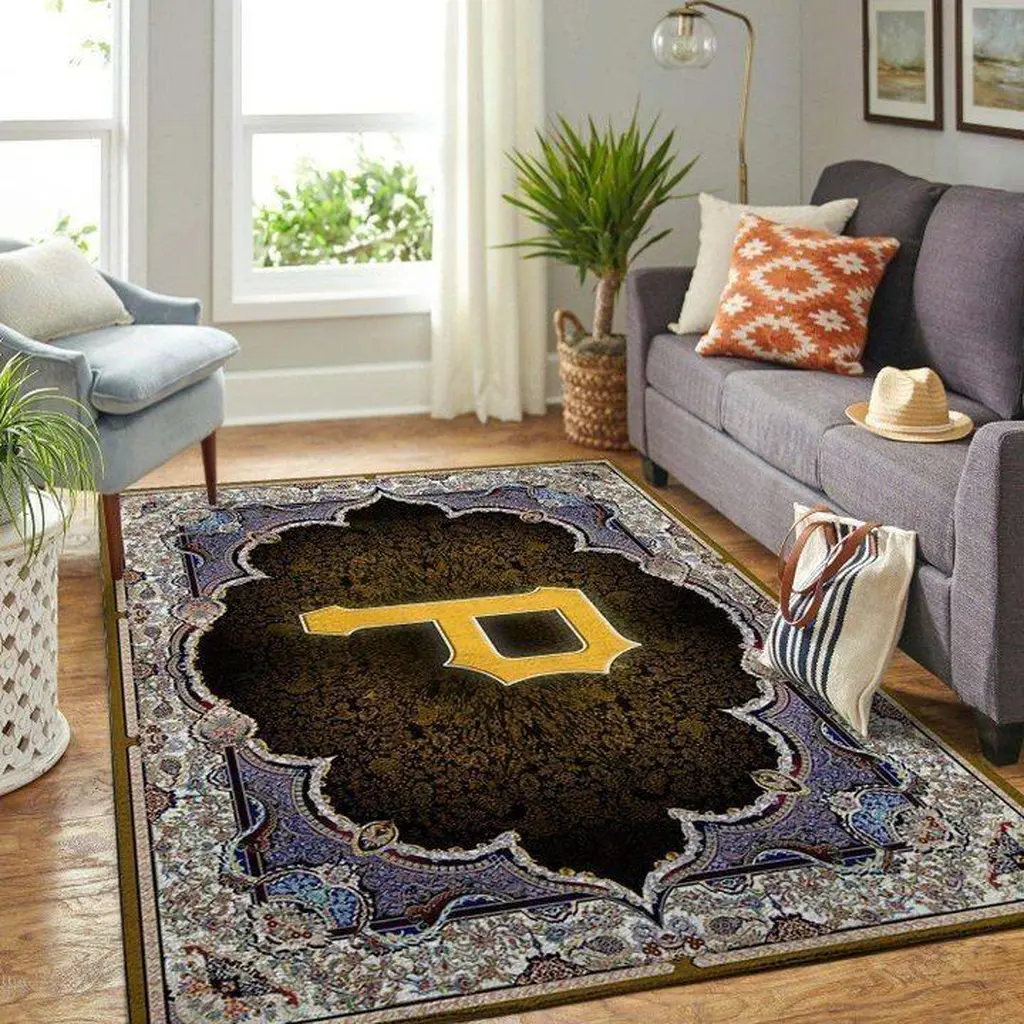 Area Rug for Living Room Modern Patterned Decor Black and Yellow