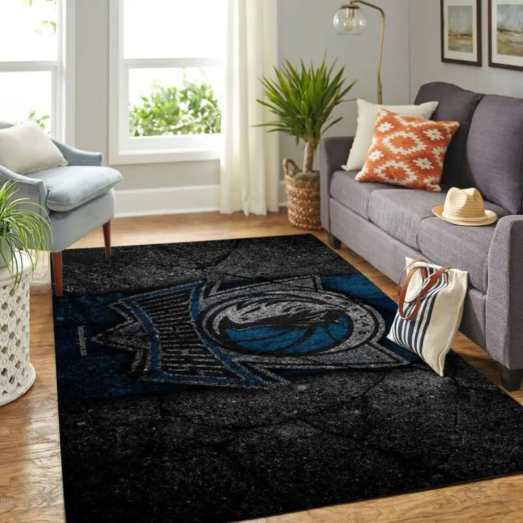 Area Rug Modern Design for Living Room Decor Black and Orange