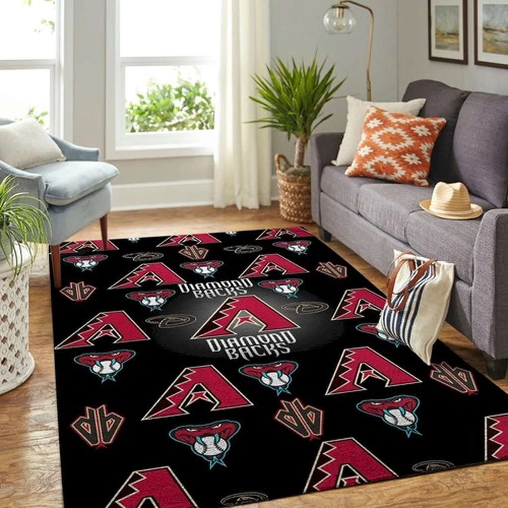 Arizona Baseball Fan Area Rug Team Carpet Black and Red