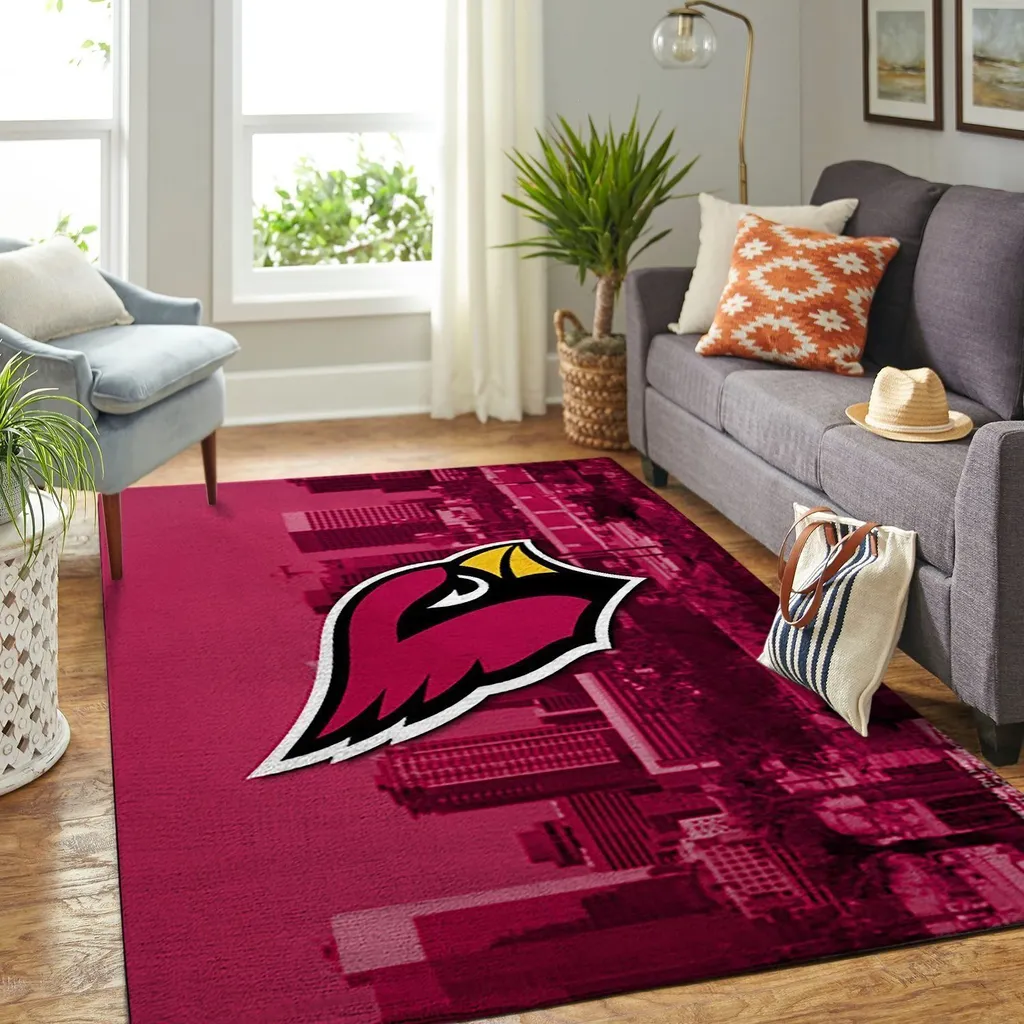 Arizona Cardinals Rug - Area with Official Team Logo Design Red and White