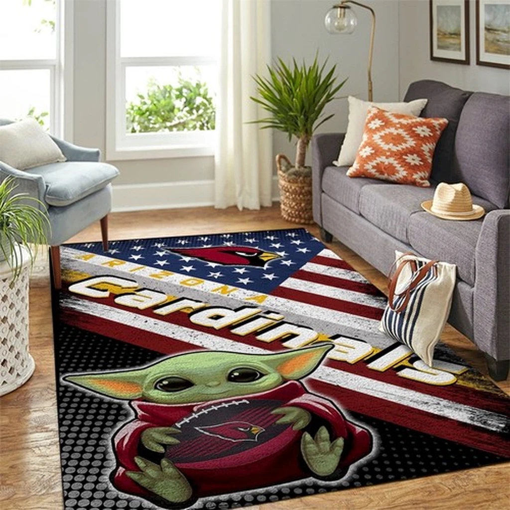 Arizona Cardinals Rug - Baby Yoda Football Area Living Room Green and Red