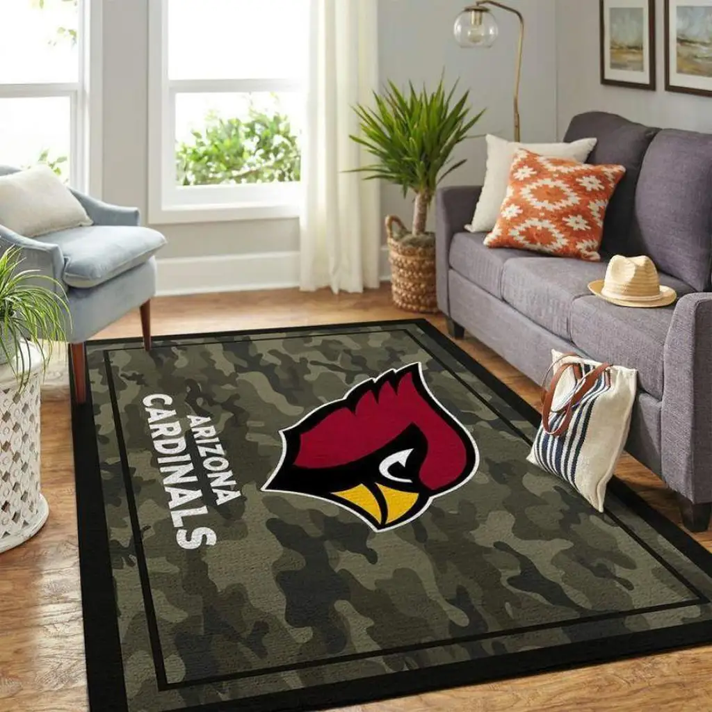 Arizona Cardinals Rug - Camo Living Room Decor Green and Red