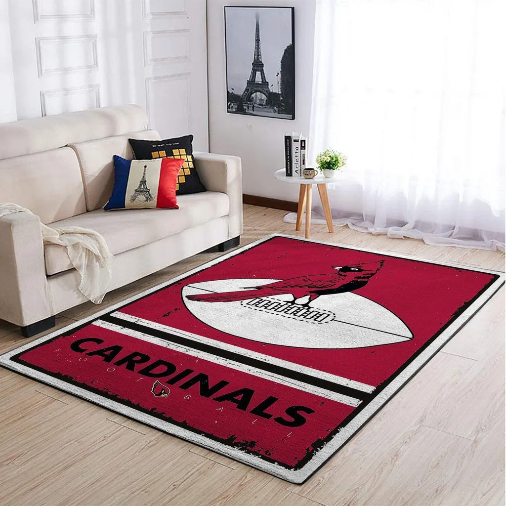 Arizona Cardinals Rug - Football Team Sports Room Decor Red and White
