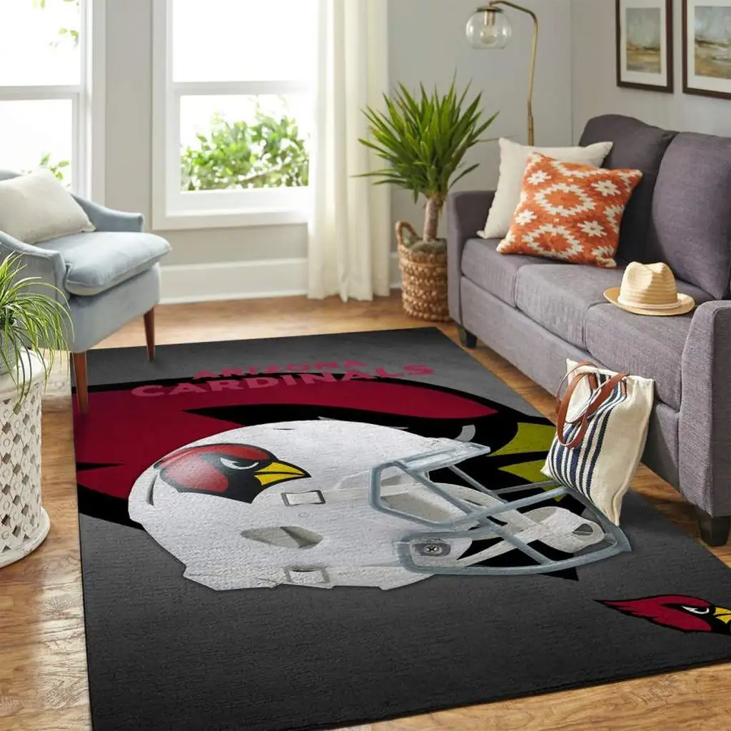 Arizona Cardinals Rug - Helmet Area Perfect for Fans Red and Gray