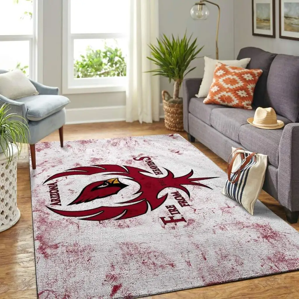 Arizona Cardinals Rug - Logo Area for Living Room Black and Red