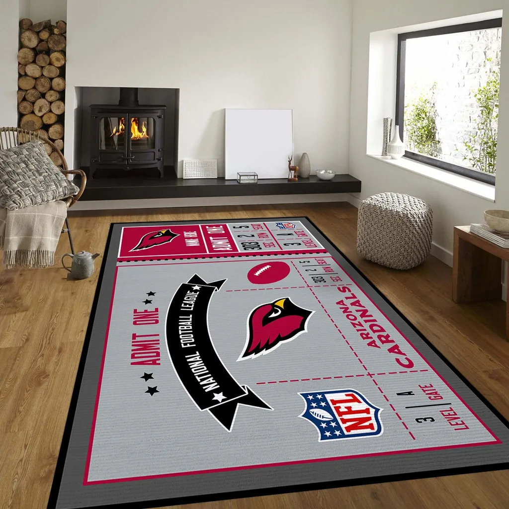 Arizona Cardinals Rug - NFL Ticket Style Area for Fans Black and Red