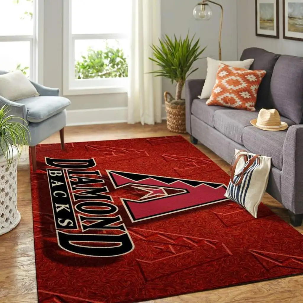 Arizona Diamondbacks Rug - Area for Living Room Decor Black and Red