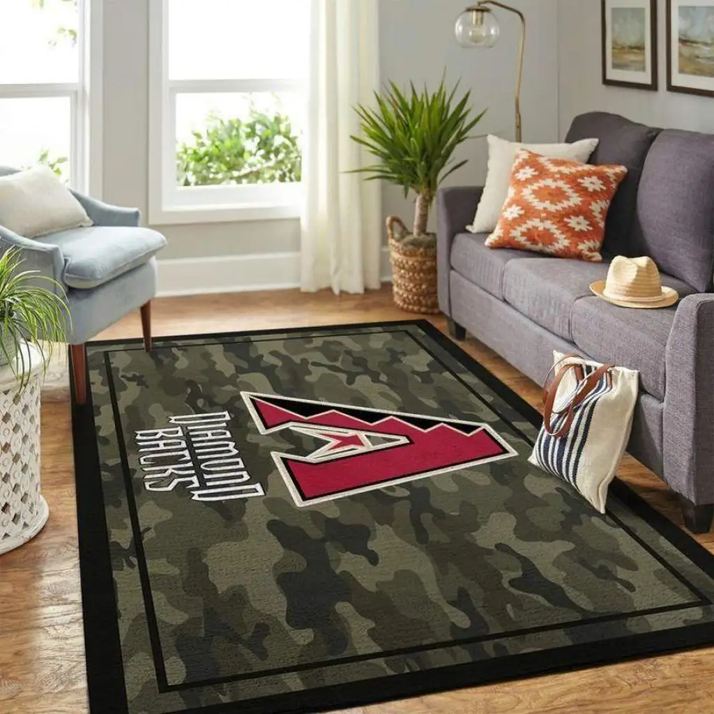 Arizona Diamondbacks Rug - Camouflage Area with Logo Design Green and Red