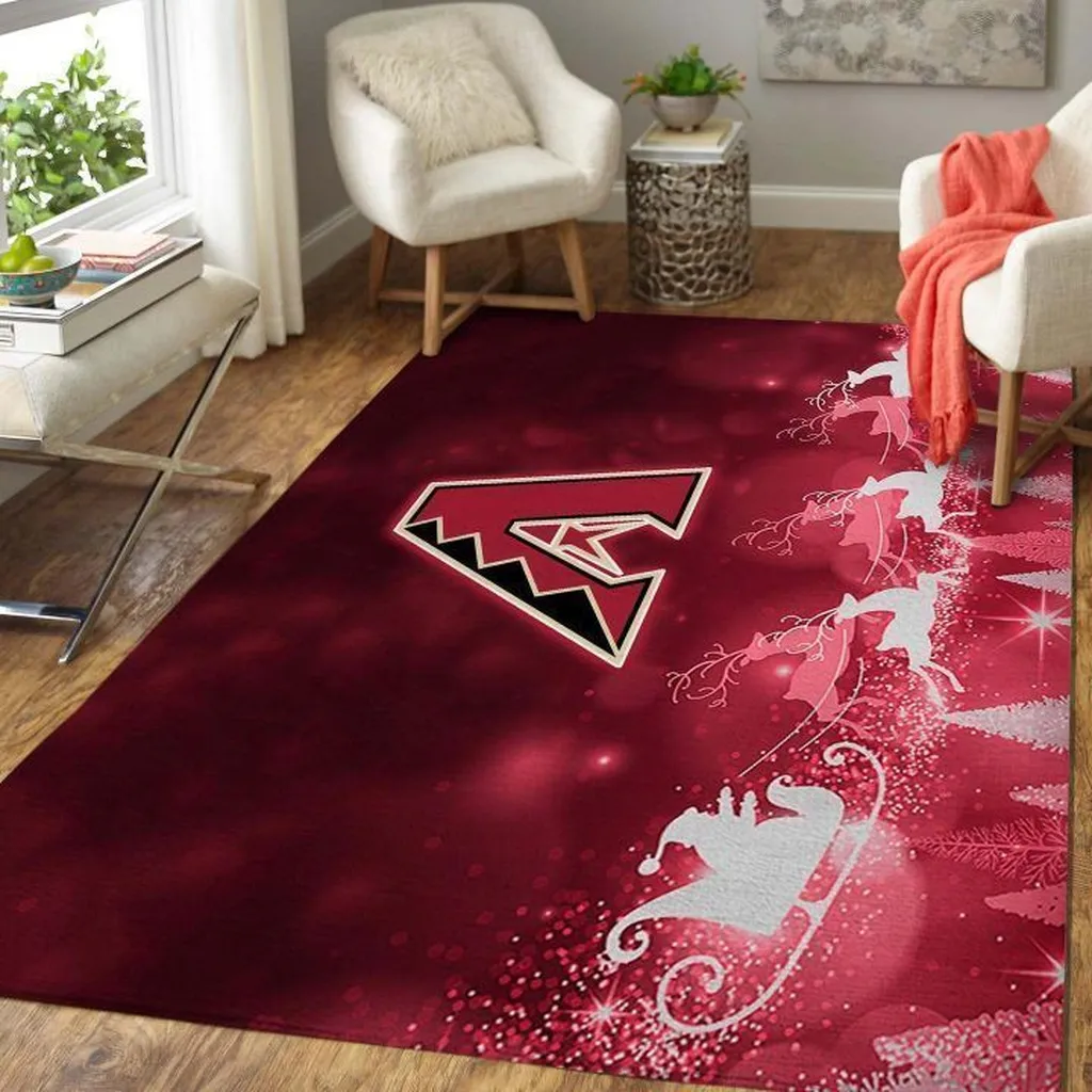 Arizona Diamondbacks Rug - Holiday Christmas Area Decor Red and White