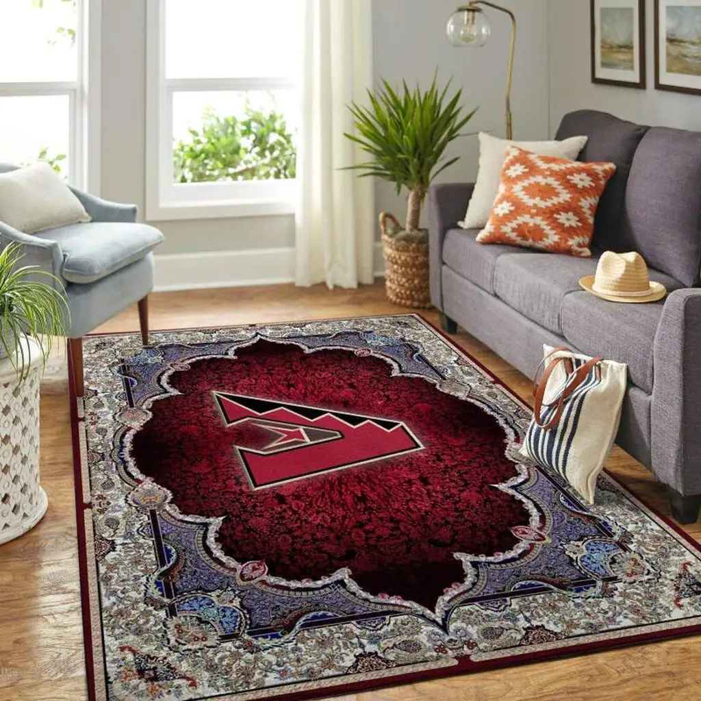 Arizona Diamondbacks Rug for Living Room Classic Design Carpet Blue and Red