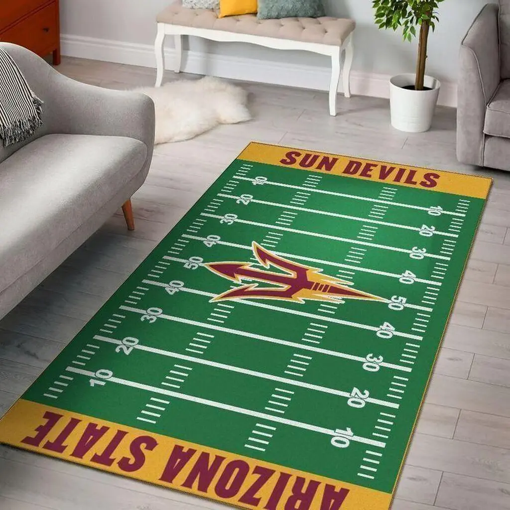 Arizona State Sun Devils Football Field Rug Colors Green and Yellow