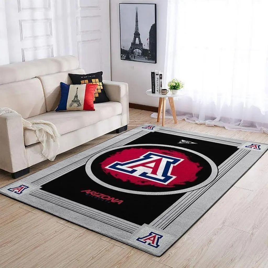 Arizona Wildcats Area Rug for Living Room Decor Black and Gray