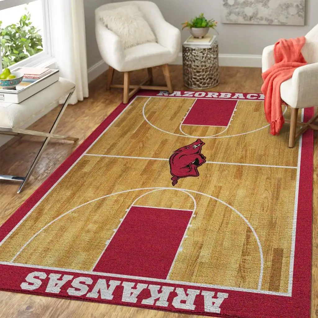 Arkansas Razorbacks Rug - Basketball Court Area for Fans Red and Brown