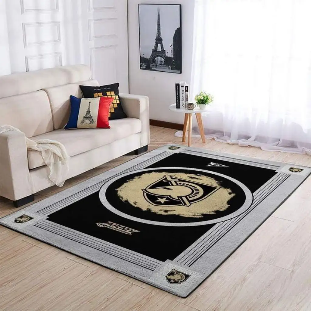 Army Emblem Rug for Living Room Home Decoration Beige and Black