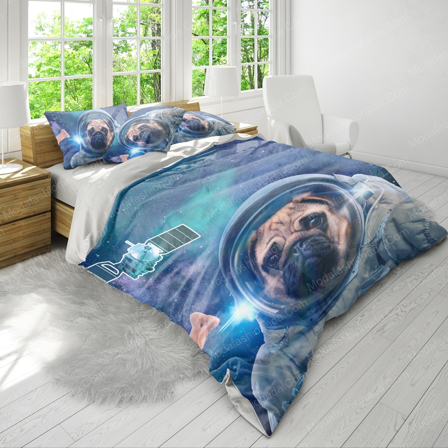 Astronaut Pug Dog Space Cowboy Take Me To The Universe Bedding Sets
