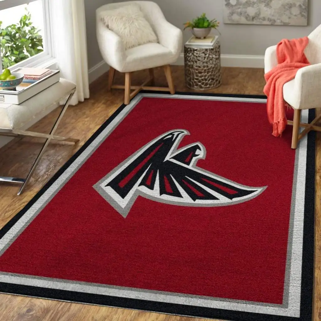 Atlanta Falcons Rug - Area for Living Room Decor Black and Red