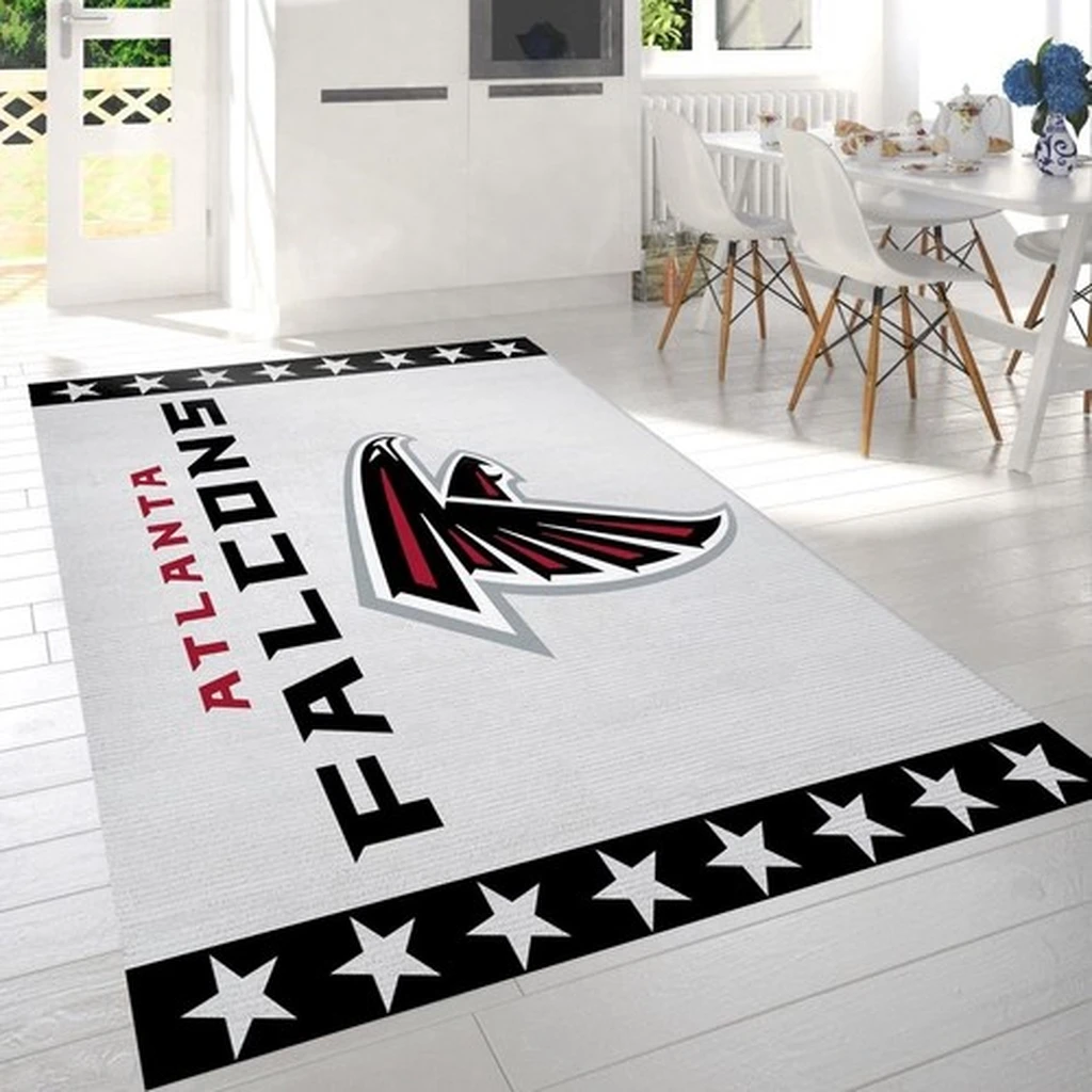 Atlanta Falcons Rug - Area for Living Room Decor Black and White