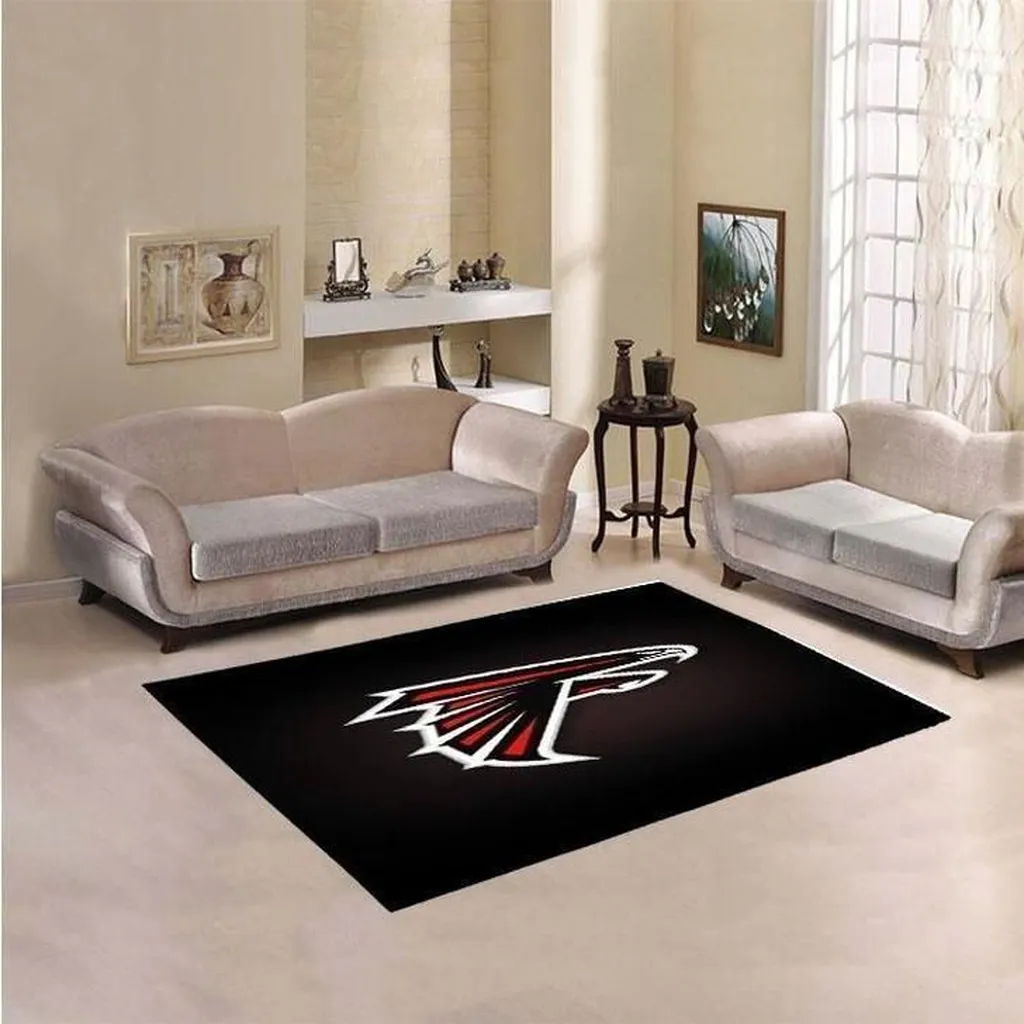 Atlanta Falcons Rug - Area Ideal for Living Room Decor Black and Red