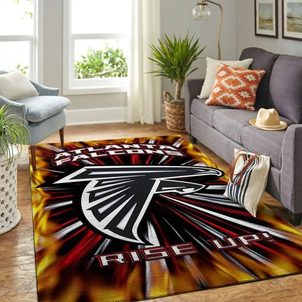 Atlanta Falcons Rug - Area Rise Up Football Fan Carpet Black and Red