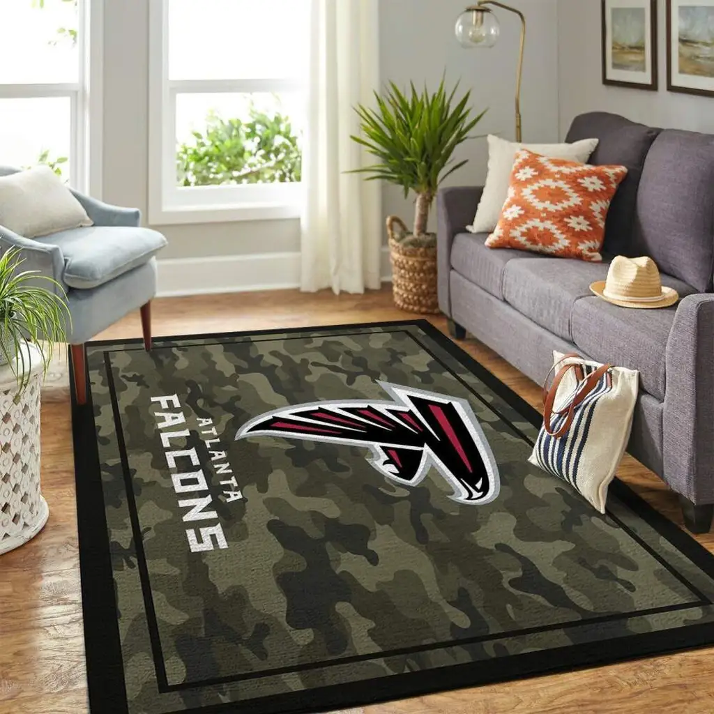 Atlanta Falcons Rug - Camo Area for Living Room Decor Black and Green