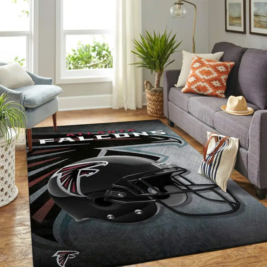 Atlanta Falcons Rug - Football Helmet Area for Fans Black and Gray