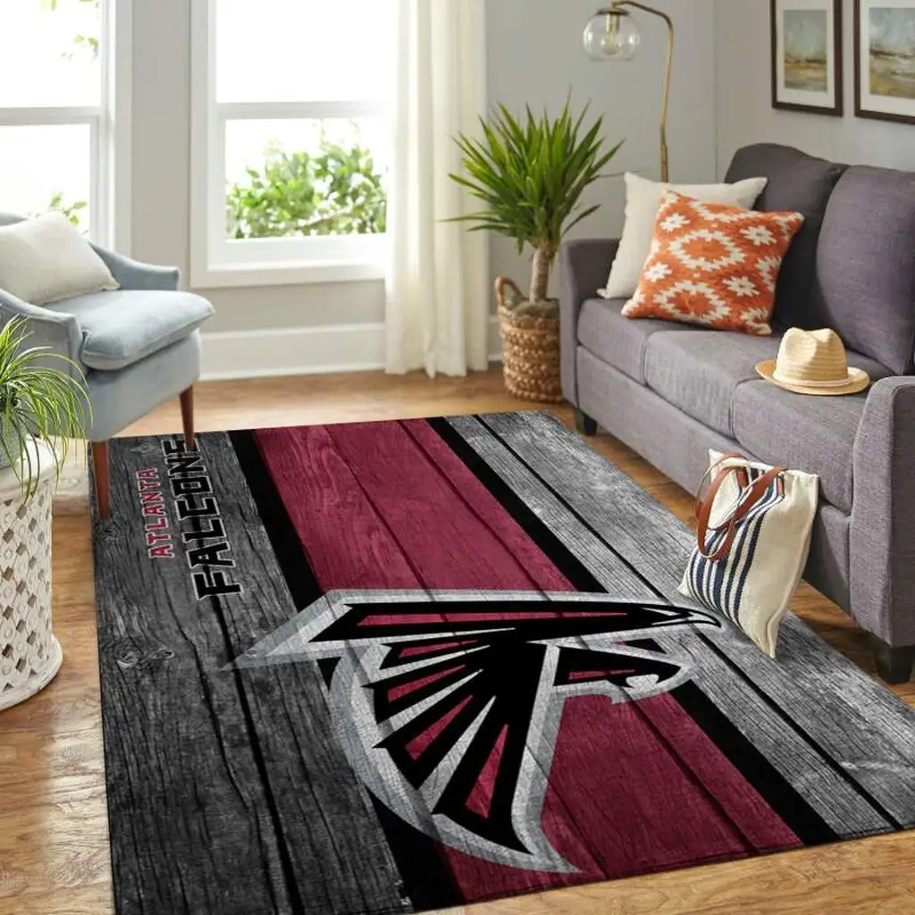 Atlanta Falcons Rug - Logo Area for Living Room Decor Black and Red