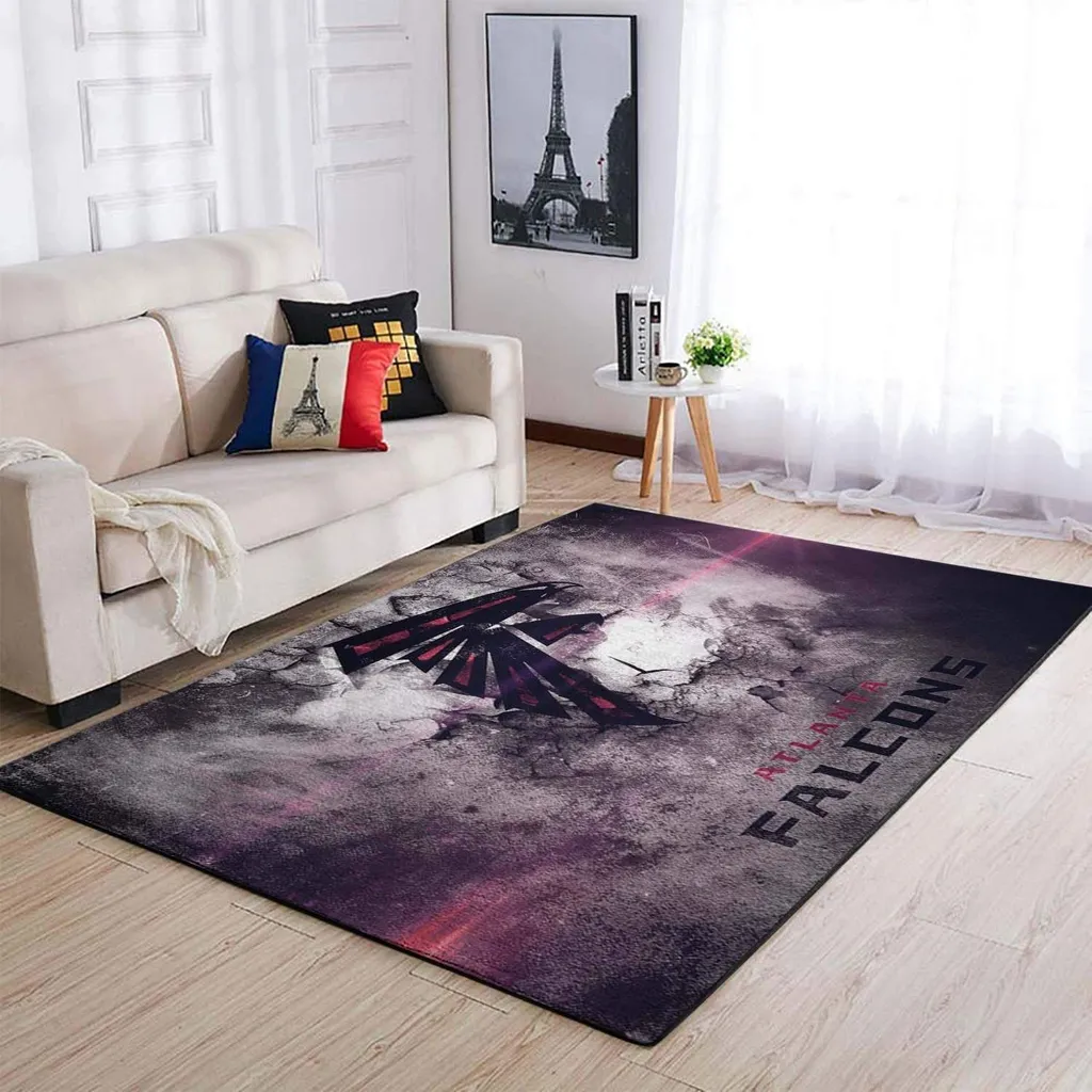 Atlanta Falcons Rug - Modern Area for Living Room Decor Black and Gray