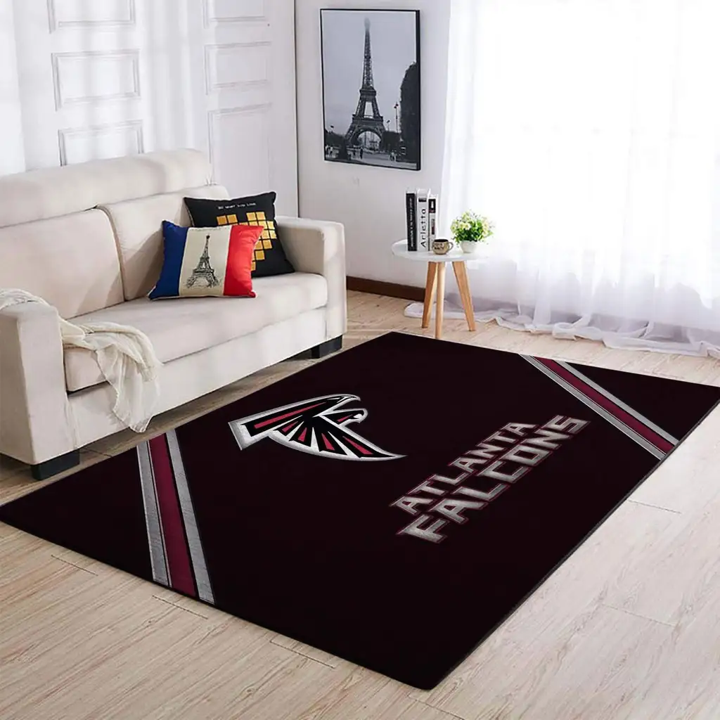Atlanta Falcons Rug - Modern Area for Living Room Decor Black and Red