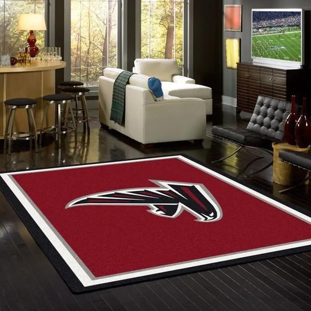 Atlanta Falcons Rug - NFL Area for Living Room Decor Black and Red