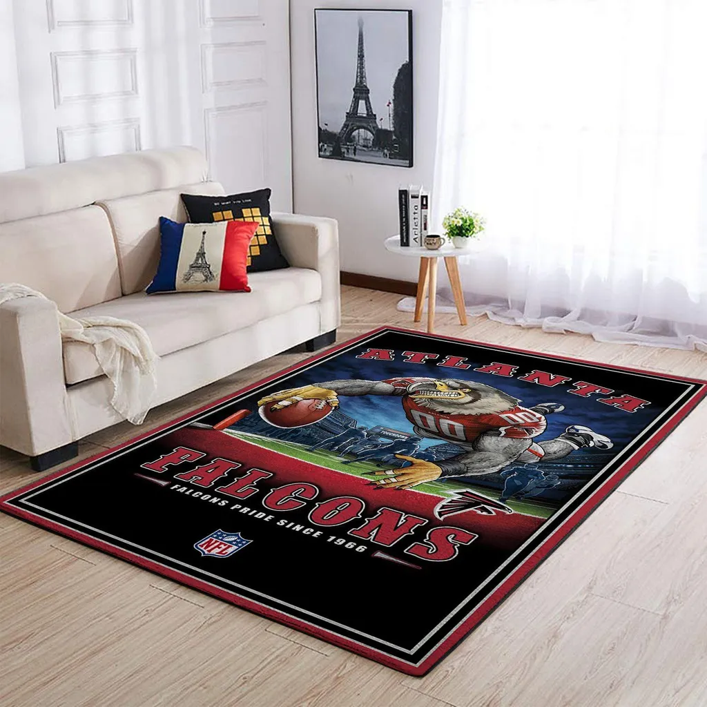 Atlanta Falcons Rug - NFL Football Fan Decor Carpet Black and Red