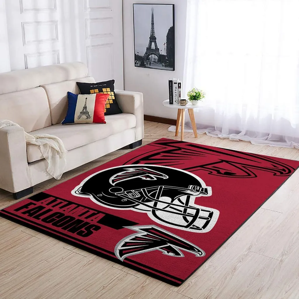 Atlanta Falcons Rug - NFL Football Helmet Area for Home Black and Red