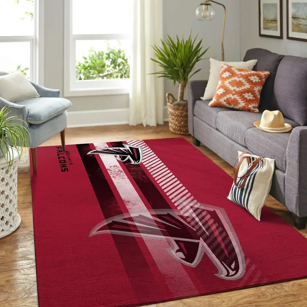 Atlanta Falcons Rug - NFL Team Logo Area for Fans Black and Red