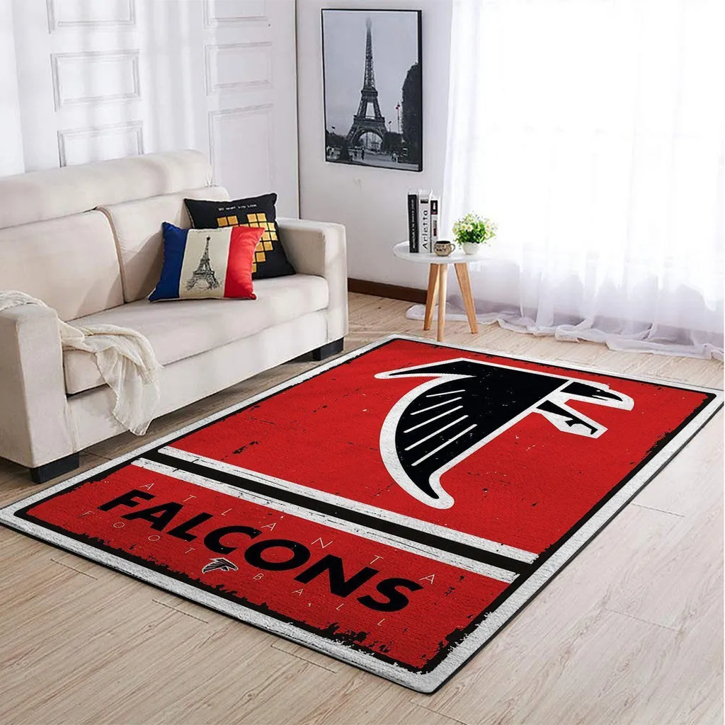 Atlanta Falcons Rug - NFL Team Logo Area for Home Black and Red