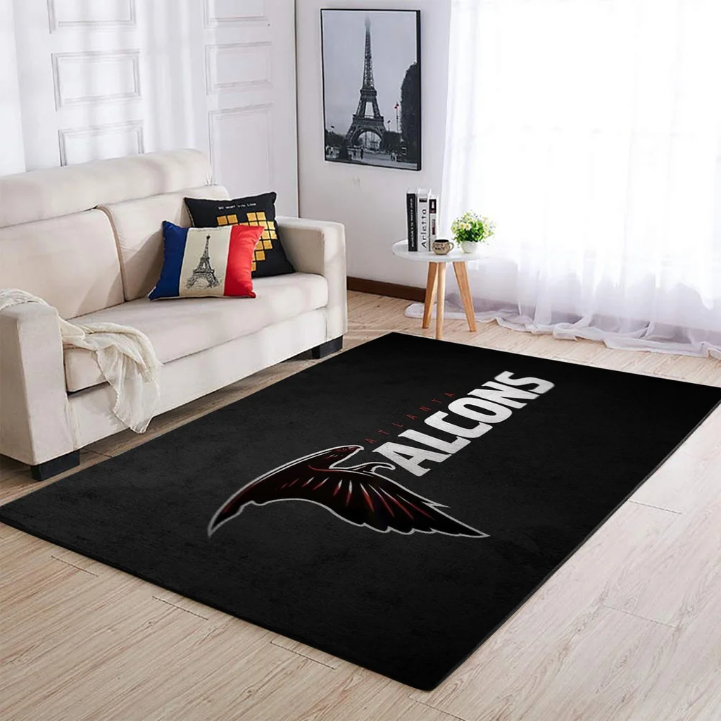 Atlanta Falcons Rug - Perfect for Living Room Decor Black and White