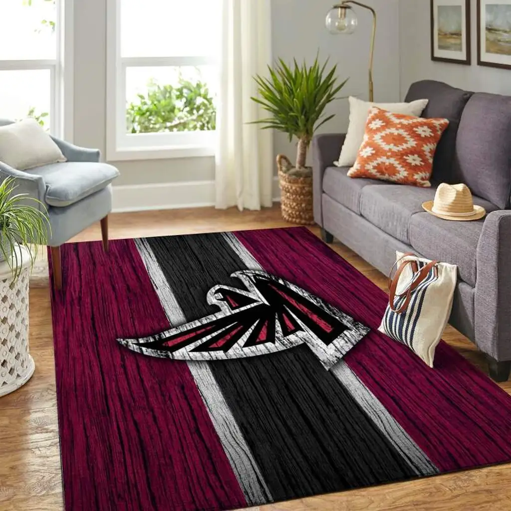 Atlanta Falcons Rug - Stripe Area for Living Room Decor Black and Red