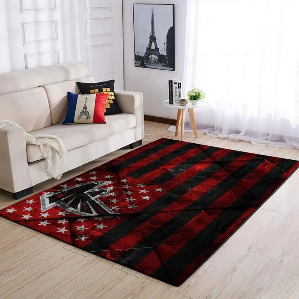 Atlanta Falcons Rug - Striped Area for Living Room Decor Black and Red