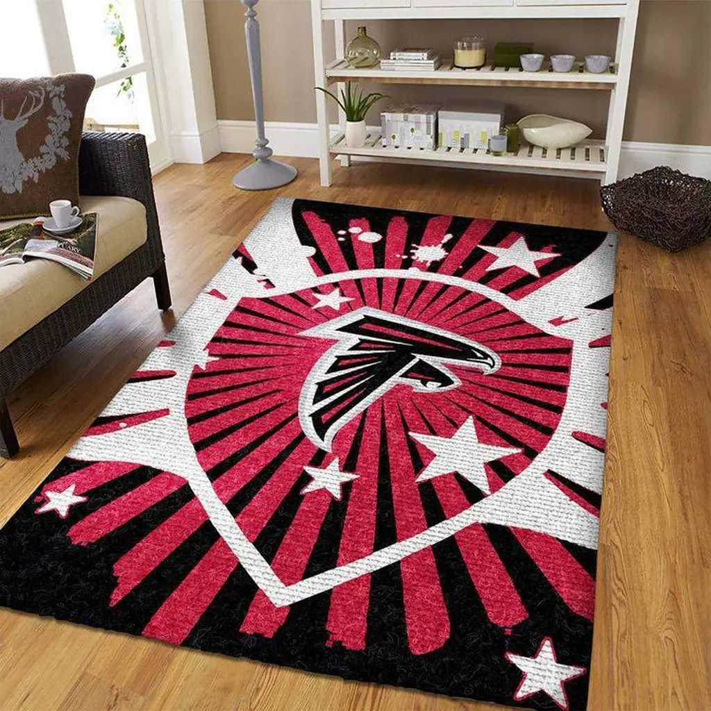 Atlanta Falcons Rug - Team Logo Area for Home Office Black and Red