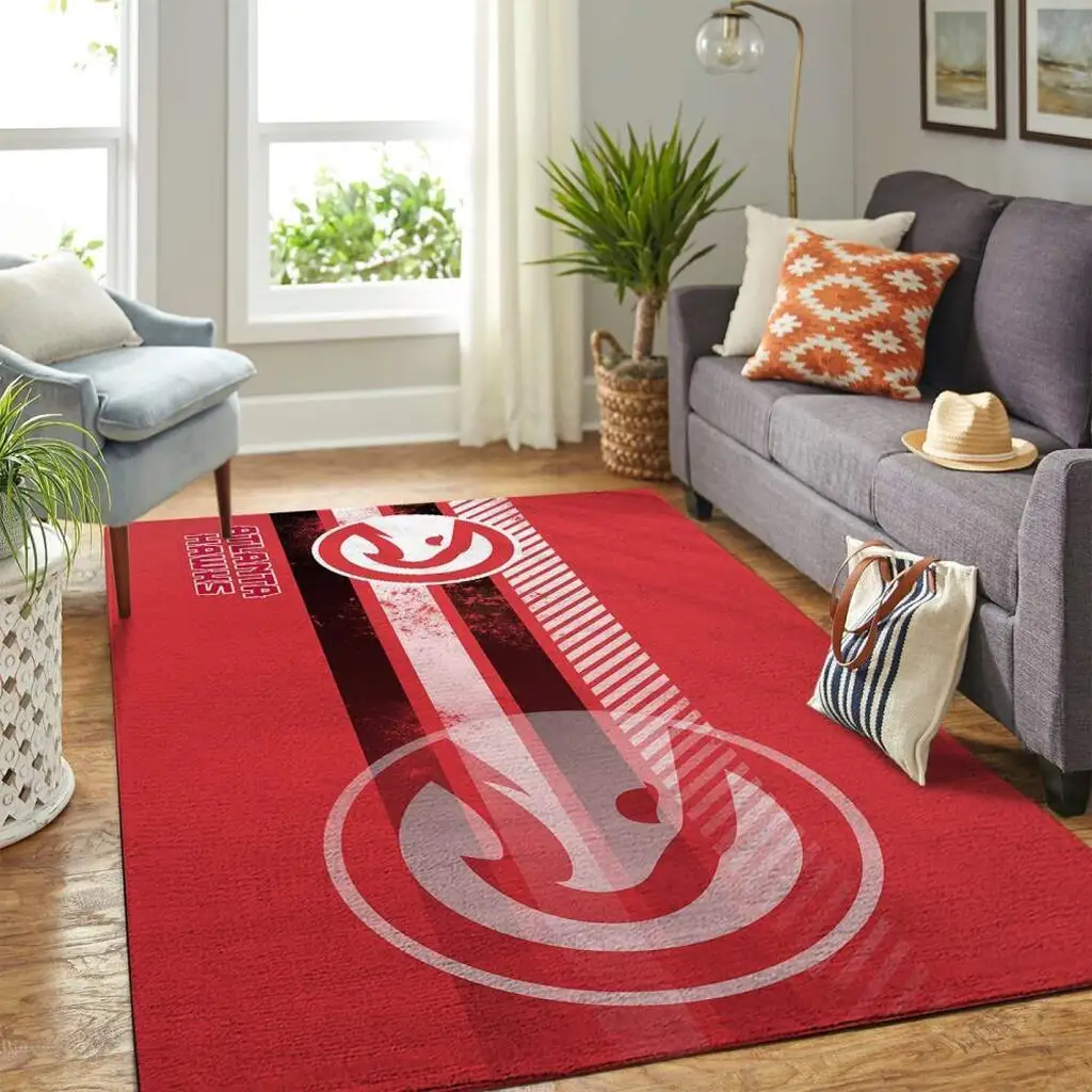 Atlanta Hawks Rug - Area Stylish Living Room Decor Red and White