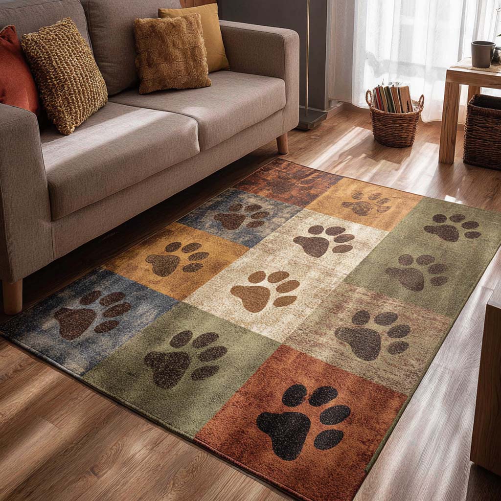 Autumn Sunset Paw Area Rug - Non-Slip Washable 3D Print Rug for Living Room & BedroomTVC2108360